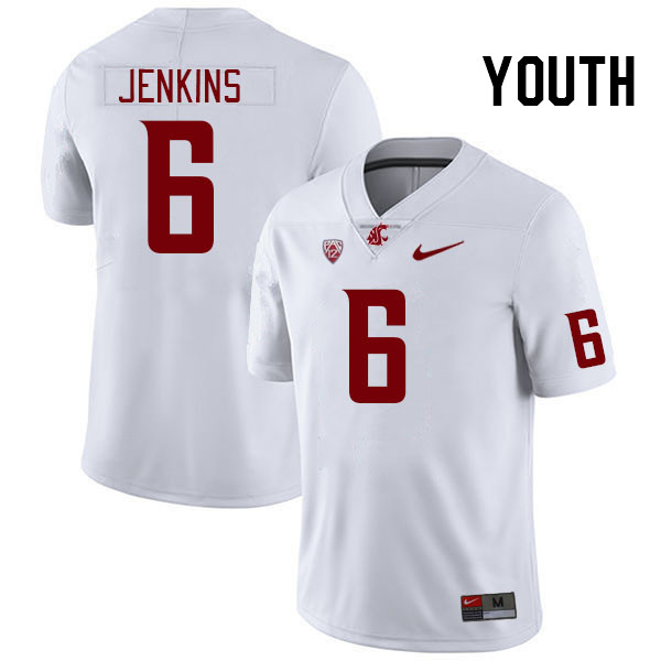 Youth #6 Jaylen Jenkins Washington State Cougars College Football Jerseys Stitched Sale-White
